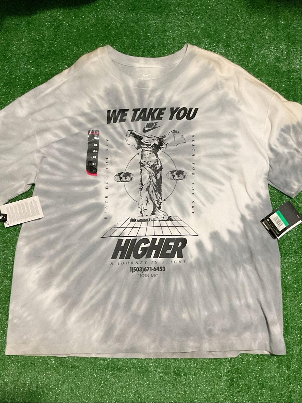Nike Men’s Gray Tie-Dye 'We Take You Higher' Graphic Short Sleeve Tee
